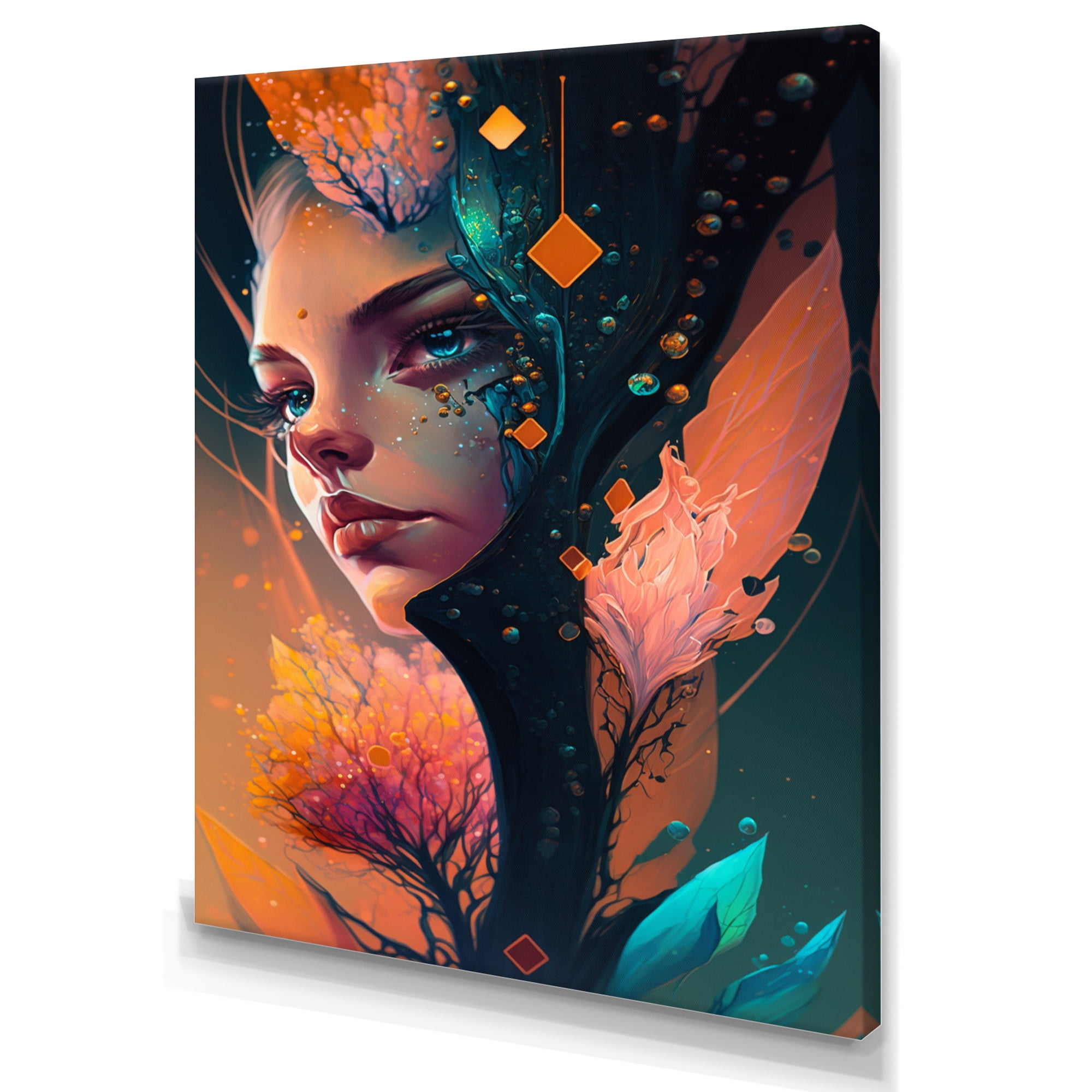 Designart Woman Face With Flowers In Hair III Canvas Wall Art