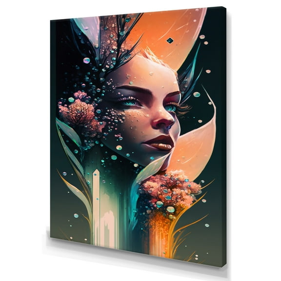 Designart Woman Face With Flowers In Hair IV Canvas Wall Art
