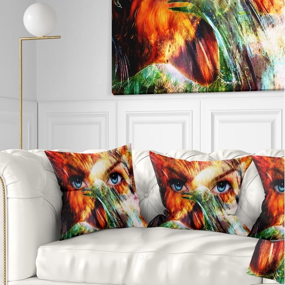 Designart Woman Feather Collage - Portrait Throw Pillow - 16x16