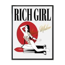 Designart 'Woman In Swimsuit With Pomade' Vintage Framed Canvas Wall Art Print