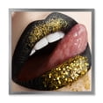 thumbnail image 1 of Designart 'Woman Lips Black Lipstick and Gold Sequins' Modern Framed Art Print, 1 of 4
