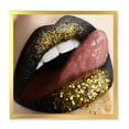 thumbnail image 1 of Designart 'Woman Lips Black Lipstick and Gold Sequins' Modern Framed Art Print, 1 of 4