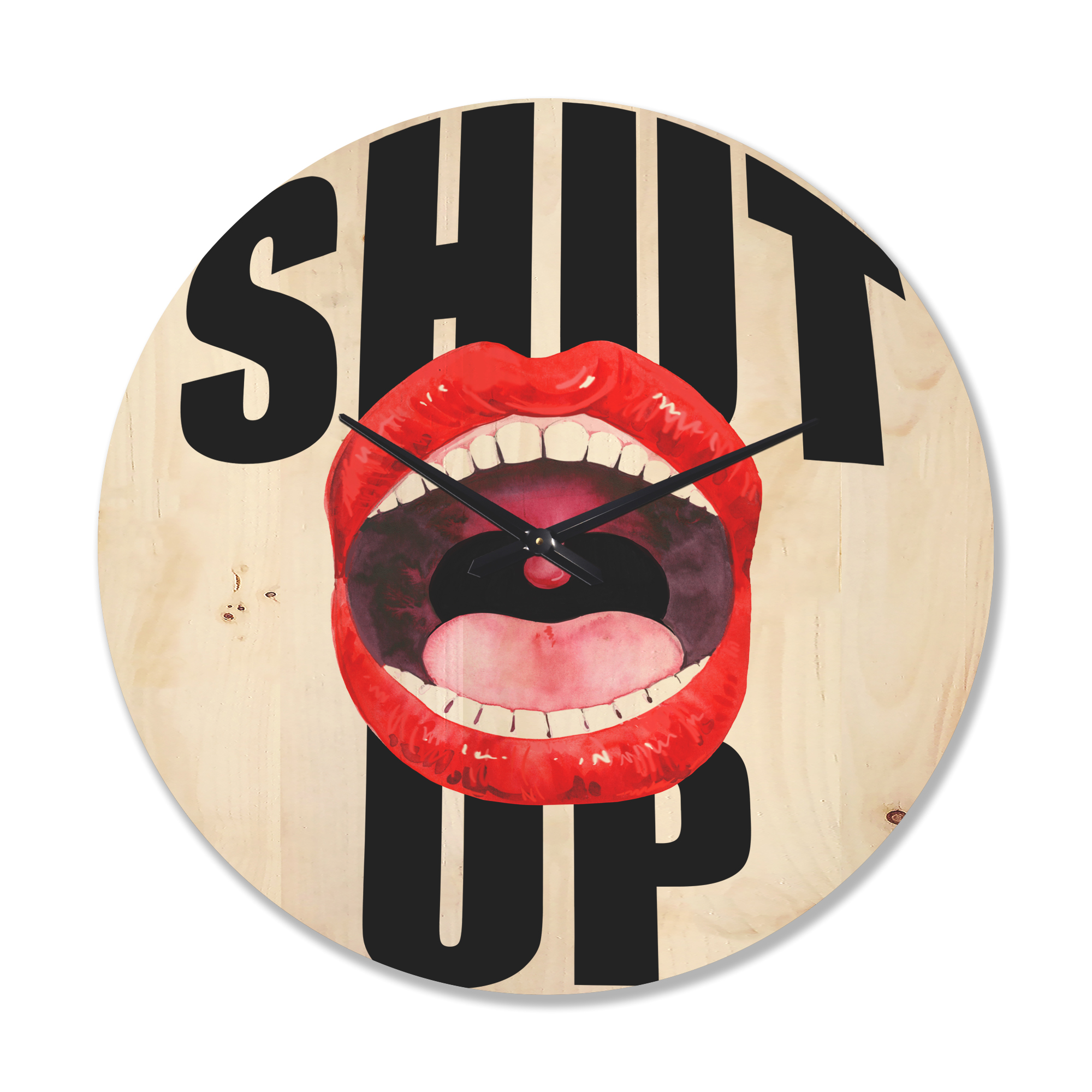 Designart 'Woman Lips' Modern Wood Wall Clock