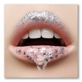 thumbnail image 1 of Designart ' Woman Lips With A Gel On The Lips & Stars ' Modern Canvas Wall Art Print, 1 of 4