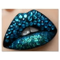 thumbnail image 1 of Designart ' Woman Lips With Black Lipstick Blue Diamonds ' Modern Canvas Wall Art Print, 1 of 4