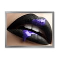 thumbnail image 1 of Designart 'Woman Lips With Black Lipstick & Purple Paint' Modern Framed Art Print, 1 of 4