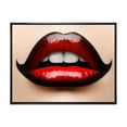 thumbnail image 1 of Designart 'Woman Lips With Red and Black Lipstick' Modern Framed Canvas Wall Art Print, 1 of 5