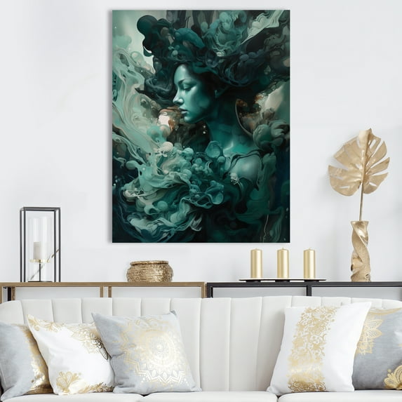 Designart "Woman Marble Portrait" Modern Geometric Wall Decor