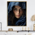 thumbnail image 1 of Designart "Woman'S Elegance In Indigo Incantations" Fashion Woman Floater Framed Canvas Wall Art, 1 of 5