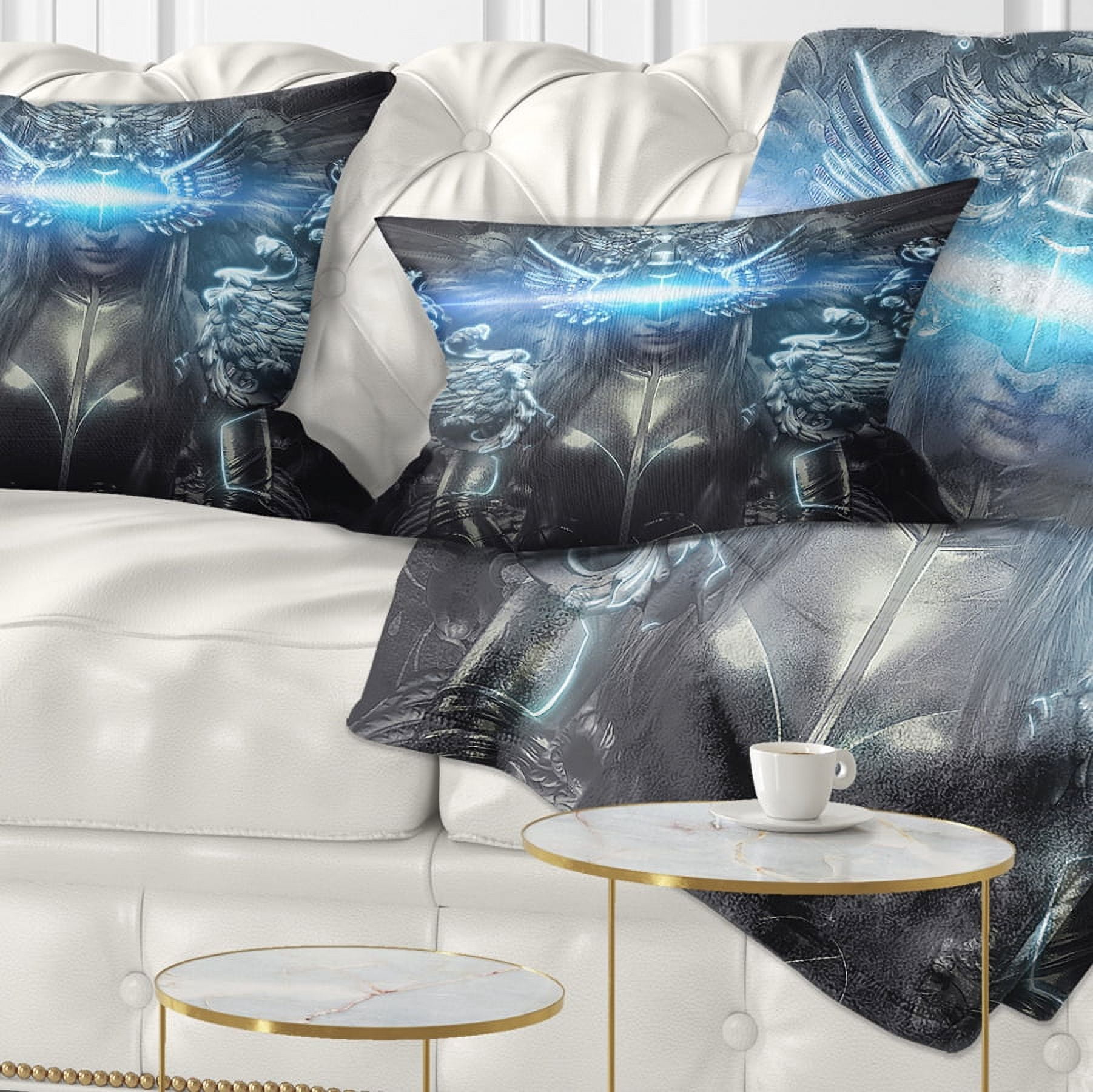 Designart Woman Suit with Relief - Abstract Throw Pillow - 12x20