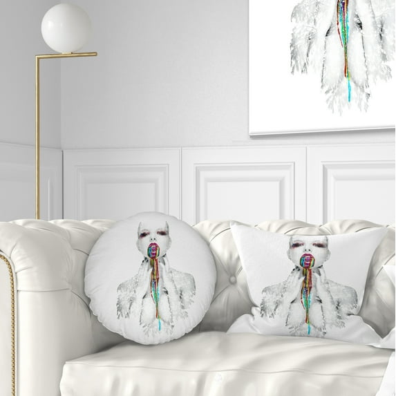 Designart Woman With Creative Bright Make Up - Portrait Throw Pillow - 12x20