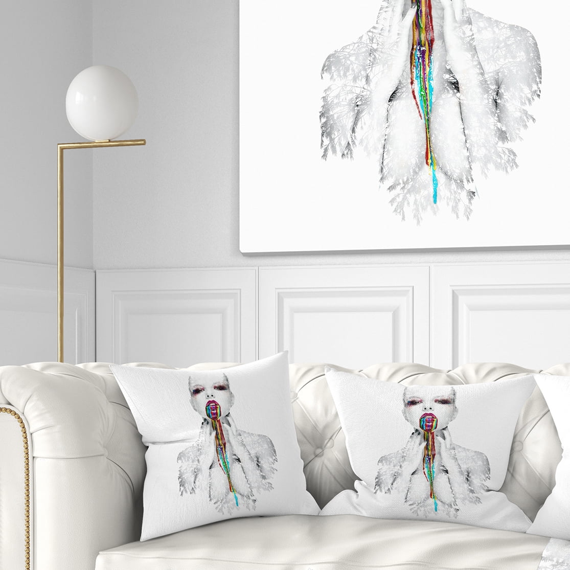 Designart Woman With Creative Bright Make Up - Portrait Throw Pillow - 18x18