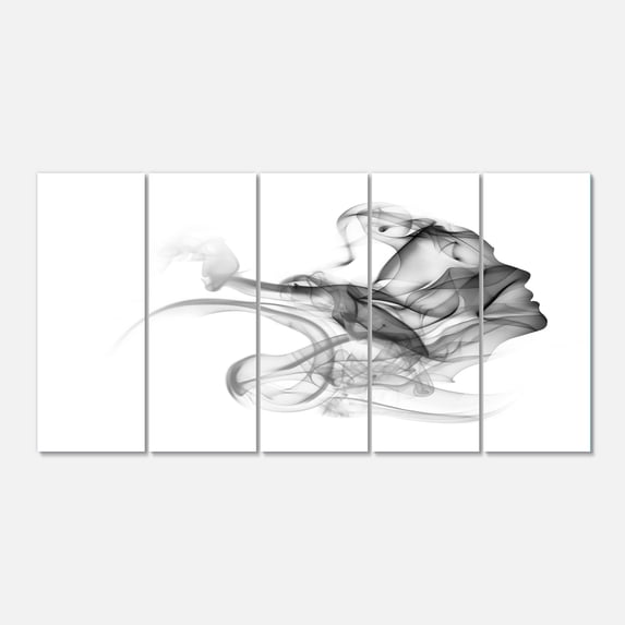 Designart 'Woman and Smoke Double Exposure ' Portrait Canvas Art Print