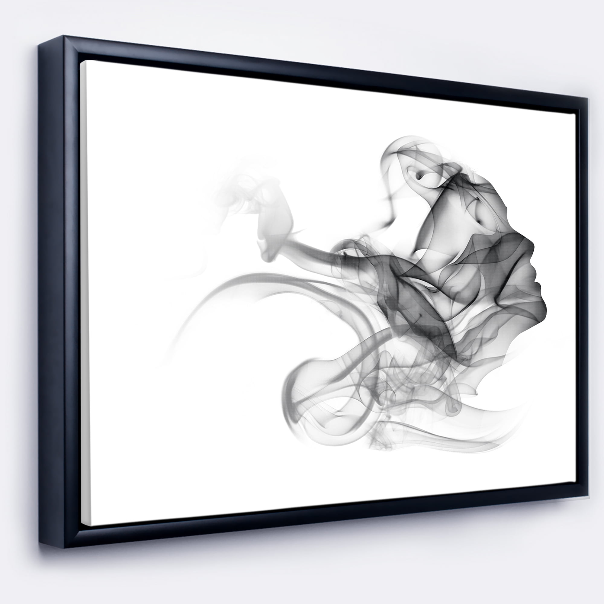Designart ' Woman and Smoke Double Exposure ' Portrait Framed Canvas Art Print