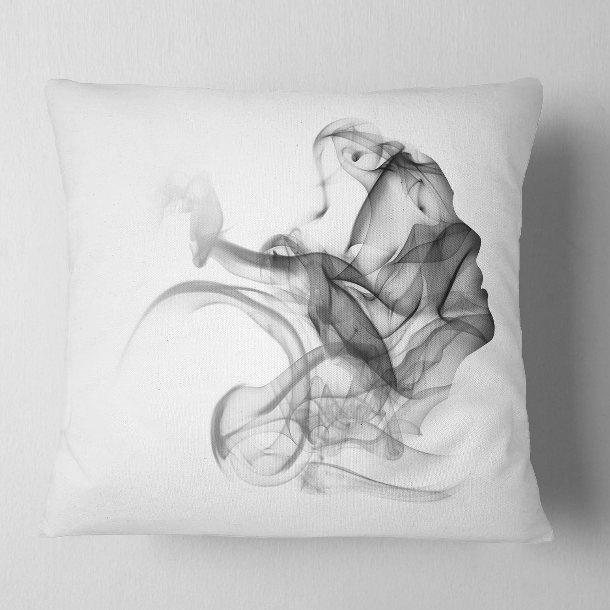 Designart Woman and Smoke Double Exposure - Portrait Throw Pillow - 16x16