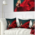 thumbnail image 1 of Designart Woman in Flying Red Dress - Abstract Portrait Throw Pillow - 16x16, 1 of 5