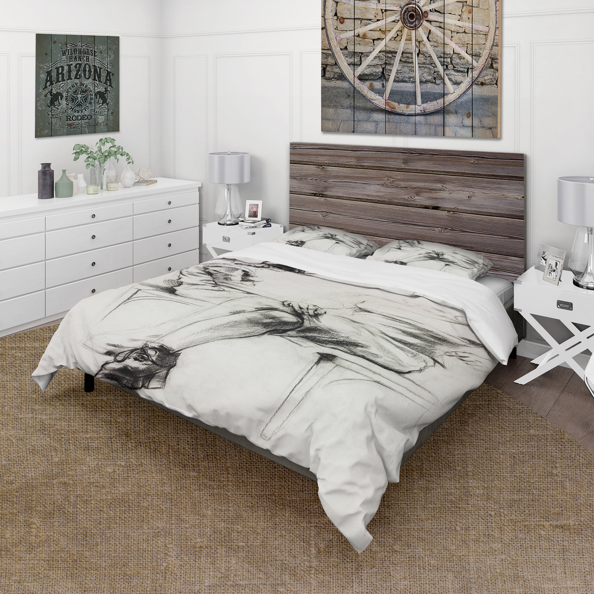 Designart 'Woman sketch' Glamour Duvet Cover Set