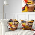 thumbnail image 1 of Designart Woman with Colorful Face - Contemporary Throw Pillow - 12x20, 1 of 5