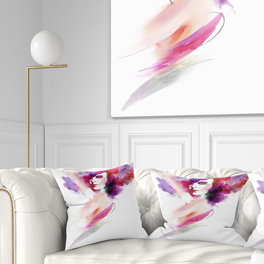 Designart Woman with Colors - Portrait Throw Pillow - 16x16