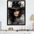 thumbnail image 1 of Designart "Woman with Hat Fashion in Black and White" Fashion Framed Wall Art - Glam Black Dior Bedroom Framed Canvas Wall Art, 1 of 6