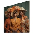 thumbnail image 1 of Designart "Women in Orange Fashion Hats II" Fashion Print on Natural Pine Wood, 1 of 5