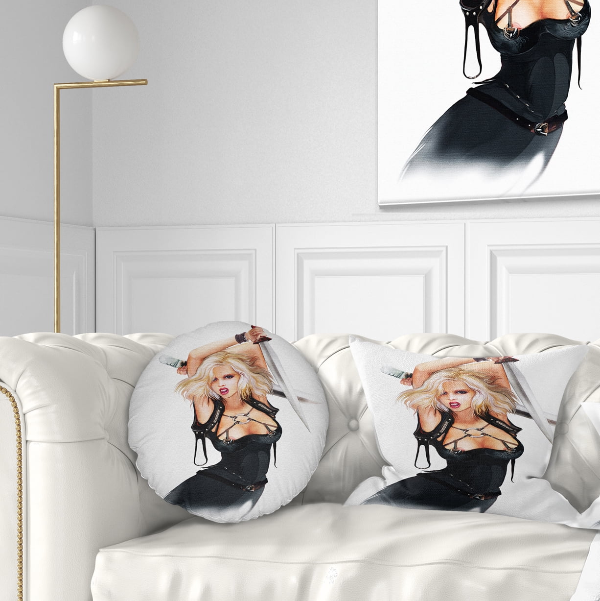 Designart Women with Words - Digital Art Portrait Throw Pillow - 12x20