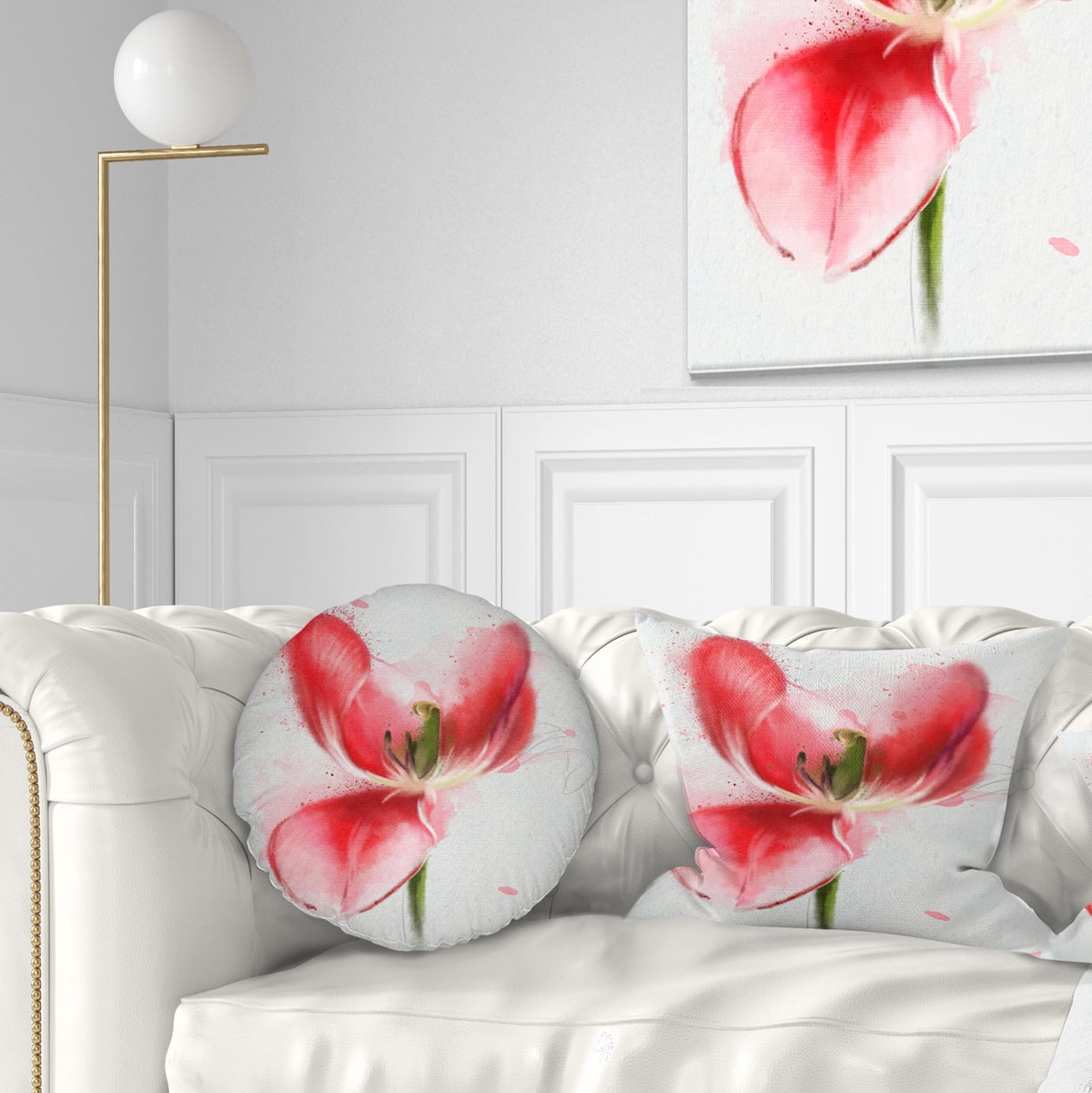 Designart Wonderful Red Poppy Watercolor - Floral Throw Pillow - 12x20