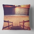 thumbnail image 1 of Designart Wood Boardwalk in Beach at Evening - Bridge Throw Pillow - 18x18, 1 of 4