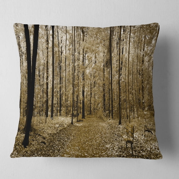 Designart Wooded Forest Panoramic View - Modern Forest Throw Pillow - 16x16