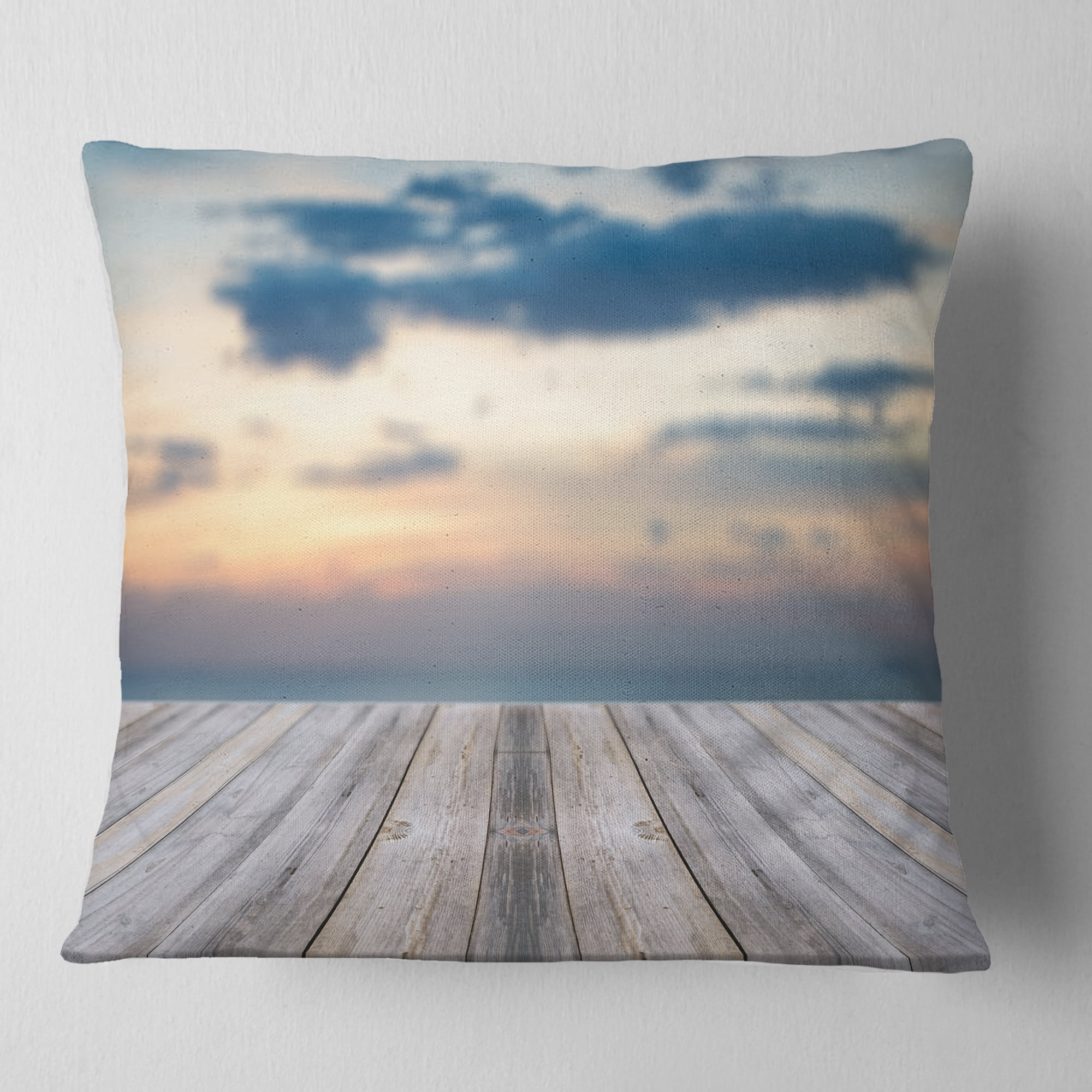 Designart 'White Waves Kissing Beach Sand' Seashore Throw Pillow