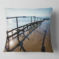 thumbnail image 1 of Designart Wooden Boardwalk on Beach - Sea Bridge Throw Pillow - 16x16, 1 of 4