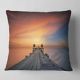thumbnail image 1 of Designart Wooden Bridge Straight Into the Sea - Sea Bridge Throw Pillow - 16x16, 1 of 4