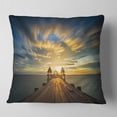 thumbnail image 1 of Designart Wooden Bridge under Dramatic Sky - Pier Seascape Throw Pillow - 18x18, 1 of 4
