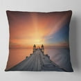 thumbnail image 1 of Designart Wooden Bridge under Illuminated Sky - Pier Seascape Throw Pillow - 18x18, 1 of 4
