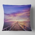 thumbnail image 1 of Designart Wooden Bridge under Purple Sky - Pier Seascape Throw Pillow - 16x16, 1 of 4