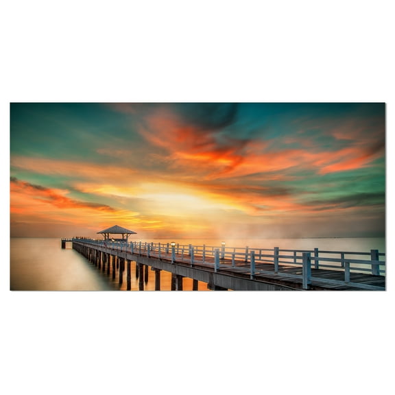 Designart 'Wooden Pier ' Landscape Photo Canvas Art Print