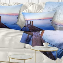 Designart Wooden Pier at Dusk - Seascape Photography Throw Pillow - 12x20