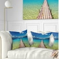 thumbnail image 1 of Designart Wooden Pier in Tropical Paradise - Seascape Throw Pillow - 16x16, 1 of 5