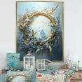 thumbnail image 1 of Designart "Wreathed In Blue And Gold Botanical Melody III" Wreath Floater Framed Canvas Prints, 1 of 5