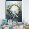 thumbnail image 1 of Designart "Wreathed In Blue And Gold Botanical Melody III" Wreath Floater Framed Canvas Prints, 1 of 5