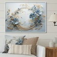 thumbnail image 1 of Designart "Wreathed In Blue And Gold Botanical Melody V" Wreath Floater Framed Canvas Art Print, 1 of 5