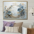 thumbnail image 1 of Designart "Wreathed In Blue And Gold Botanical Melody V" Wreath Floater Framed Canvas Art Print, 1 of 5