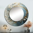 thumbnail image 1 of Designart "Wreathed In Blue And Gold Botanical Melody" Wreath Rund Mirror For Wall Decor - Large Beige Round Printed Mirror -Traditional Round Living Room Mirror - 23" x 23", 1 of 6