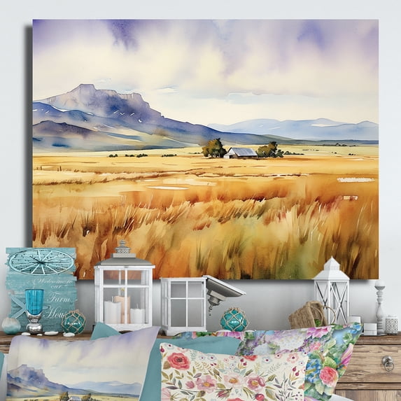 Designart "Wyoming Yellow Prairies High Plains Beauty" Wyoming Metal Wall Art