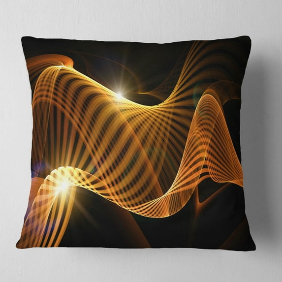 Designart Yellow 3d Shaped Fractal Design - Contemporary Abstract Throw Pillow - 18x18