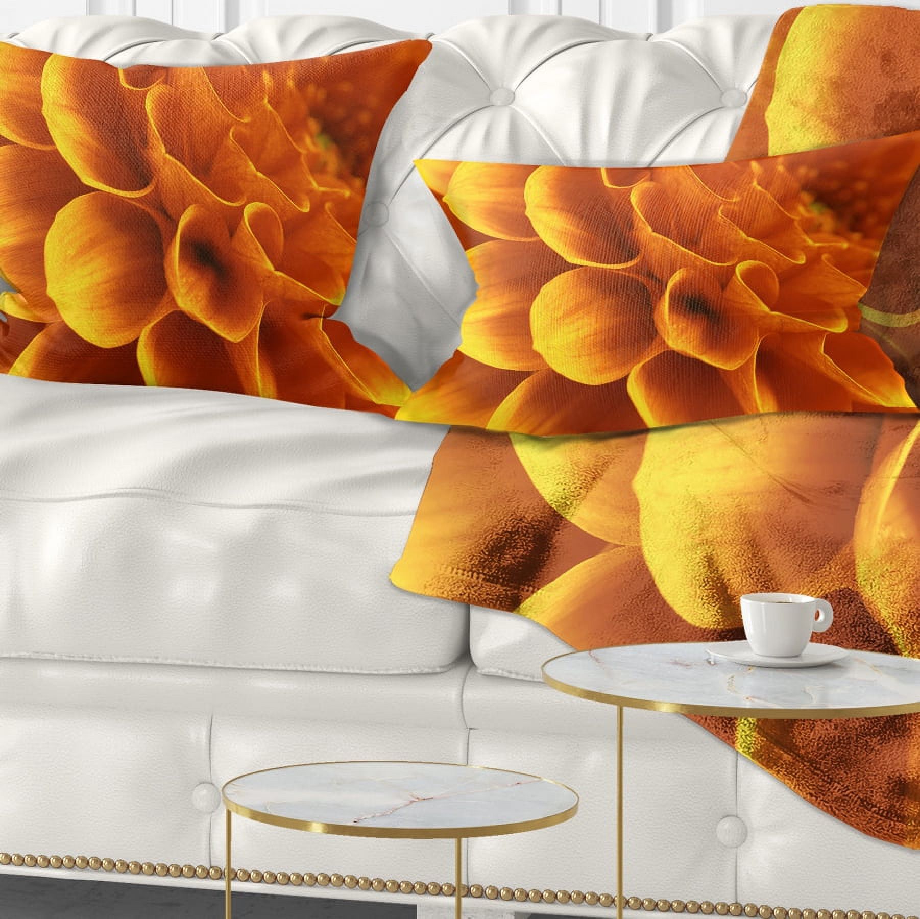 Designart Yellow Abstract Floral Design - Floral Throw Pillow - 12x20