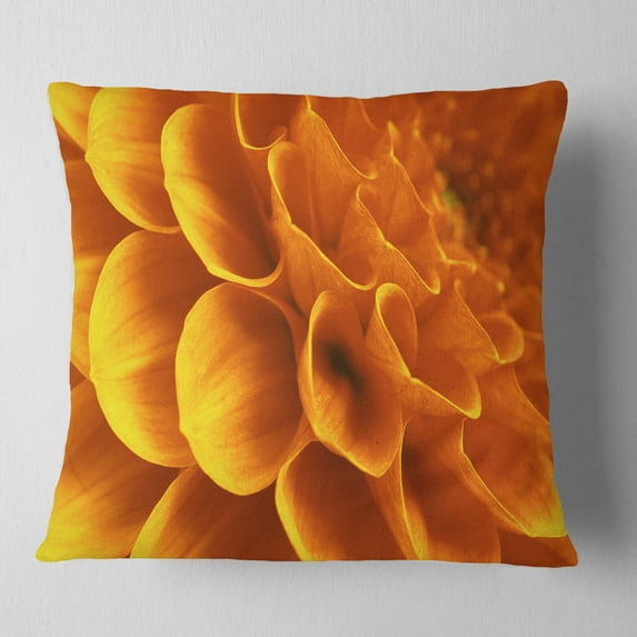Designart Yellow Abstract Floral Design - Floral Throw Pillow - 16x16