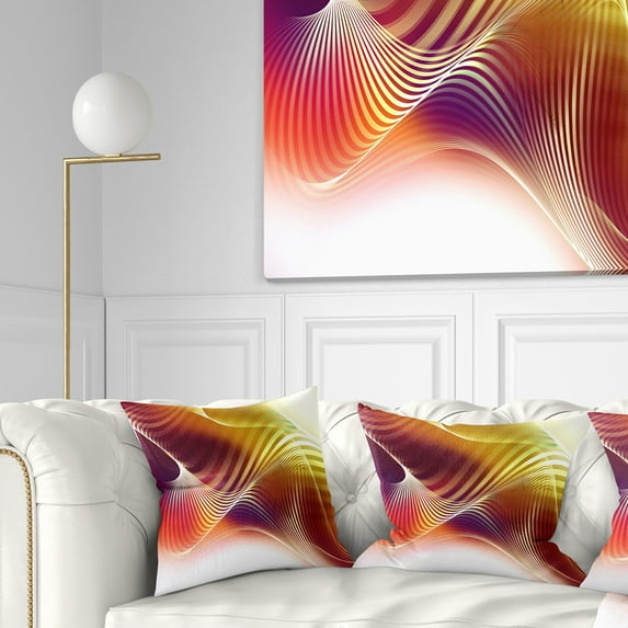 Designart Yellow Abstract Warm Fractal Design - Abstract Throw Pillow - 18x18