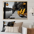 thumbnail image 1 of Designart "Yellow And Grey Lakehouse Dockside Charm I" Landscapes Floater Framed Canvas Wall Art, 1 of 7