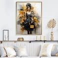 thumbnail image 1 of Designart "Yellow And Grey Stylishistas Portrait III" Fashion Floater Framed Canvas Art Print, 1 of 7